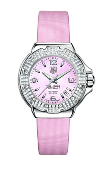 Ремень Tag Heuer FC6220, из кожи телёнка и сатина, розовый
