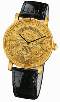 Ремень Corum 0480/00048, из кожи аллигатора, черный, размер 19/16 мм