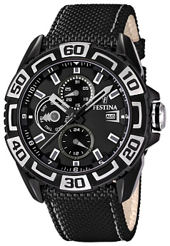 Ремень Festina BC07743, из кожи телёнка, черный, размер 24 мм