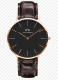 Ремень Daniel Wellington DW00200011, из кожи телёнка, коричневый, размер 20 мм